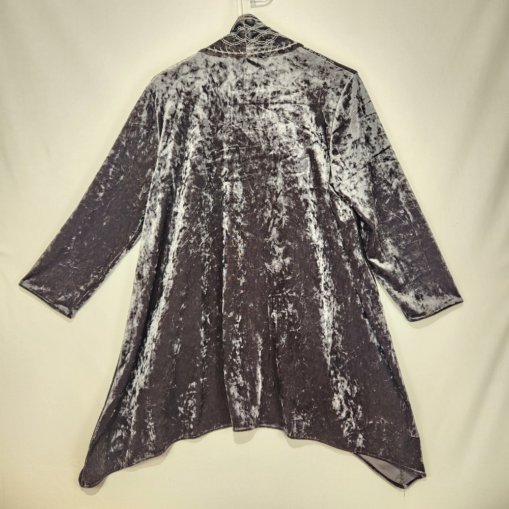 Andree by Unit Elegant Velvet Embroidered Gray Jacket Size M - Picture 9 of 9